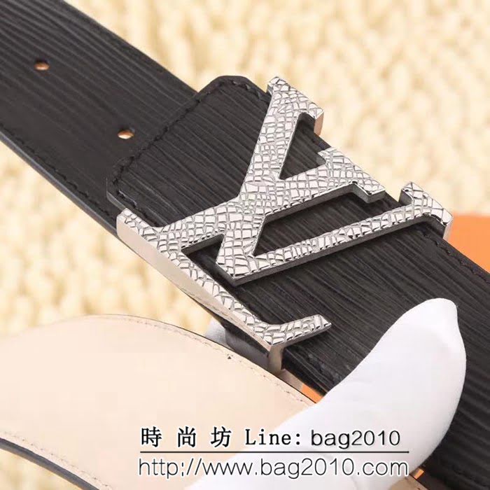 路易威登LV 字樣皮帶 E i 皮革 銀色黃銅搭扣 男士皮帶 LHG1590